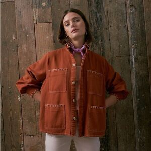 Seventy + Mochi Pablo Jacket Boho Utility Chore Barn Rust Denim Organic L